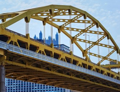 yellow metal bridge