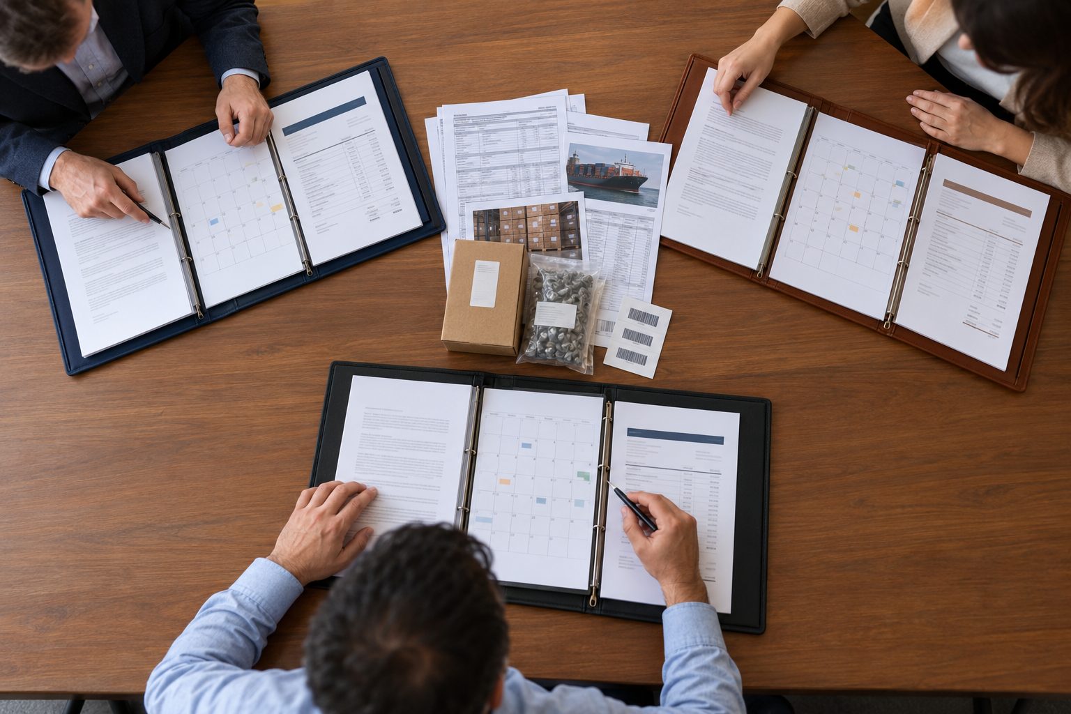 Three distinct provider proposal portfolios surround one shared sample of customs entries, inventory records, export evidence